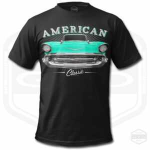 1957 Bel Air Tribute Herren T-Shirt Schwarz | American Classic Car Fan Art Geschenkidee S-6xl Hergestellt in Usa