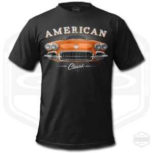 1960 Corvette Tribute Herren T-Shirt Schwarz | American Muscle Car Fan Art Geschenkidee S-6xl Hergestellt in Usa