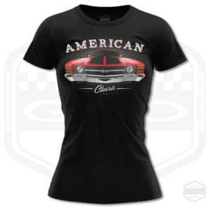 1971 Chevy Chevelle Tribute Damen T-Shirt Schwarz | S-2xl Made in Usa Muscle Car Fan Kunst Für Mädchen