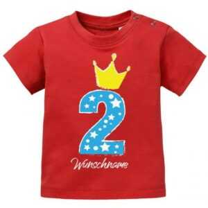 2 Krone Sterne Mit Wunschname Junge - Baby T-Shirt