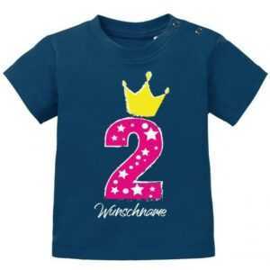 2 Krone Sterne Mit Wunschname Mädchen - Baby T-Shirt