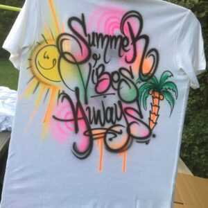 Airbrush Your Name Colourful Summer Graffiti T-Shirt All Sizes S - Xxl