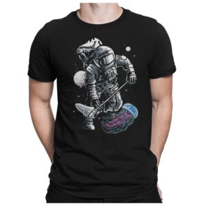 Astronaut Angler - Herren Fun T-Shirt Bedruckt Small Bis 4xl Papayana