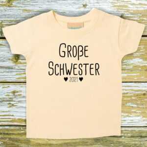 Baby/Kinder Shirt Große Schwester Wunschjahreszahl"" Wunschjahr T-Shirt Bruder Geschwister Familie"""
