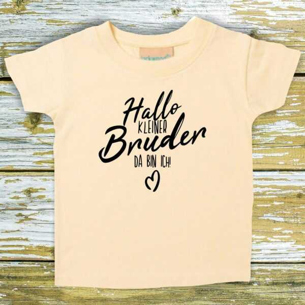 Baby/Kinder Shirt Hallo Kleiner Bruder Da Bin Ich"" T-Shirt Schwester Geschwister Familie"""