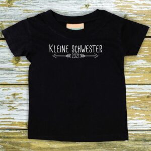 Baby/Kinder Shirt Kleine Schwester Wunschjahreszahl"" Wunschjahr T-Shirt Bruder Geschwister Familie"""