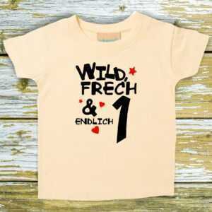 Baby/Kinder Shirt Wild Frech & Endlich 1"" T-Shirt Bruder Schwester Geschwister Familie"""