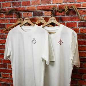 Bestickte T-Shirts Oversize Anker Set Personalisiert | Heimathafen Partner Shirts Datum Oder Anfangsbuchstaben Geburtstagsgeschenk