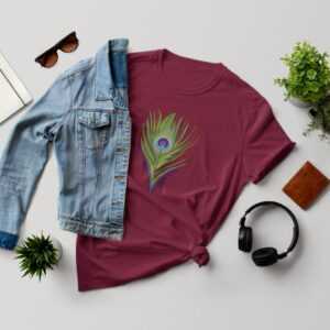Bio Baumwoll T-Shirt Pfauenfeder, Nachhaltig Und Fair Hergestelltes Shirt Für Damen Herren Mit Tier Motiv