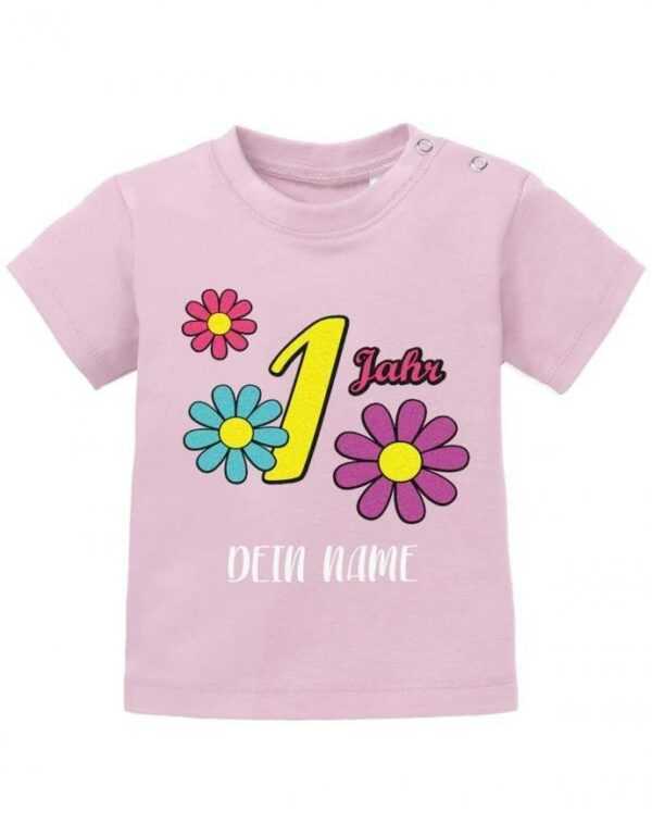 Blümchen 1 Jahr Wunschname Erster Geburtstag Baby T-Shirt