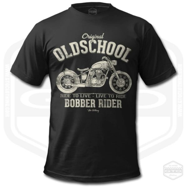 Bobber Oldschool Motorradfahrer Herren T-Shirt Schwarz | Geschenkidee S-6xl Hergestellt in Usa