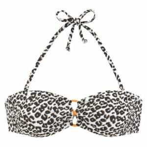 Buffalo Bandeau-Bikini-Top "Kitty", im Animal-Design und kontrastfarbenen Details
