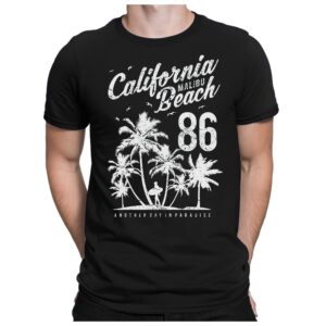 California Malibu Beach - Herren Fun T-Shirt Bedruckt Small Bis 4xl Papayana