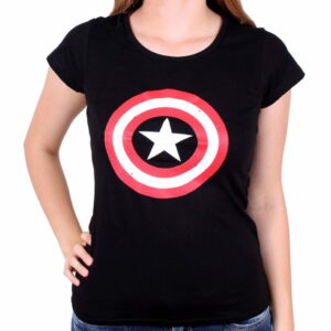 Captain America Frauen T-Shirt The Shield als Lizenzartikel für Superheldenfans M