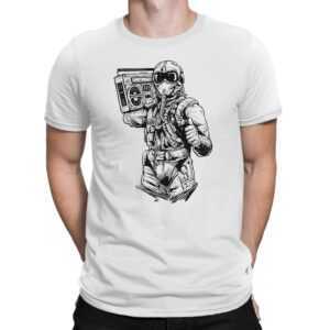 Combat Pilot Boombox - Herren Fun T-Shirt Bedruckt Small Bis 4xl Papayana