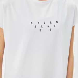 Damen T-Shirt -Dream Plan Do in weiss XS (34)