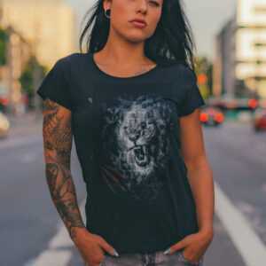 Damen T-Shirt Lion Löwenkopf