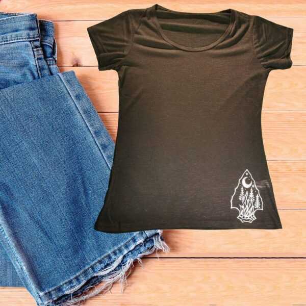 Damen T-Shirt Rundhals | Schwarz Pfeilspitze