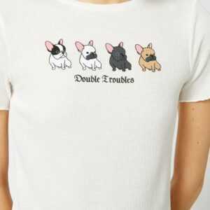 Damen T-Shirt -double troubles in weiss XS (34)