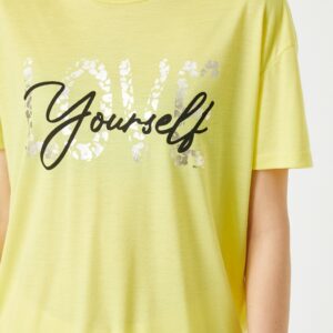 Damen T-Shirt -love yourself in gelb L (40)