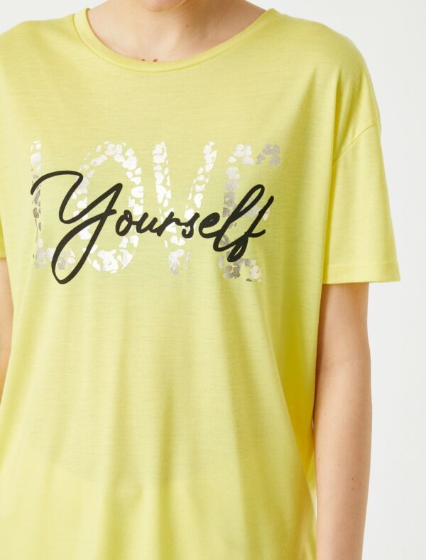 Damen T-Shirt -love yourself in gelb L (40)
