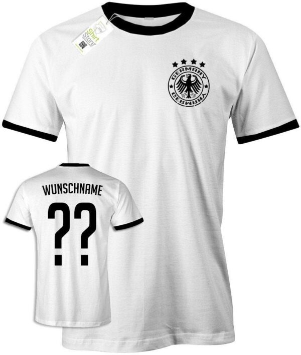 Deutschland Retro - Em Wm Wunschname Und Wunschnummer Herren T-Shirt