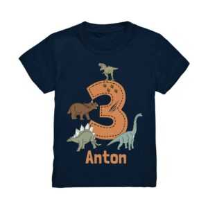 Dino Geburtstagsshirt 3. 4. 5. 6. 7. Geburtstag Jungen T-Shirt Mit Namen Personalisiert Dinosaurier Motto Kindergeburtstag Kinder Jungs Name