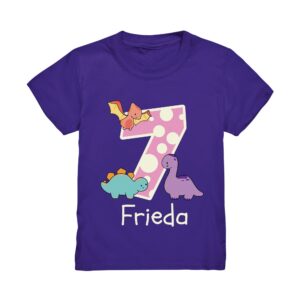 Dino Geburtstagsshirt 3. 4. 5. 6. 7. Geburtstag Mädchen T-Shirt Mit Namen Personalisiert Dinosaurier Motto Kindergeburtstag Kinder Jungs