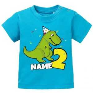 Dino Mit Wunschname 2 Geburtstag - Baby T-Shirt