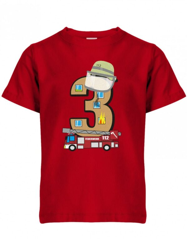 Drei 3 Feuerwehr Geburtstag - Kinder T-Shirt