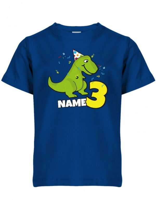 Drei 3 Geburtstag Dino Mit Wunschname - Kinder T-Shirt