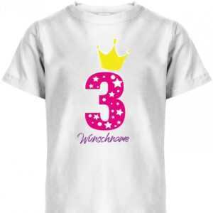 Drei 3 Geburtstag Krone Sterne Mit Wunschname Mädchen - Kinder T-Shirt