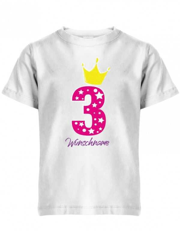 Drei 3 Geburtstag Krone Sterne Mit Wunschname Mädchen - Kinder T-Shirt