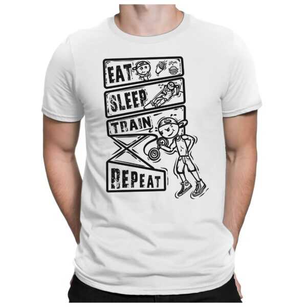 Eat Sleep Train Repeat - Herren Fun T-Shirt Bedruckt Small Bis 4xl Papayana