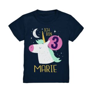 Einhorn Geburtstagsshirt 3. 4. 5. 6. 7. 8. Geburtstag Mädchen T-Shirt Mit Namen Personalisiert Einhörner Motto Kindergeburtstag Kinder Shirt