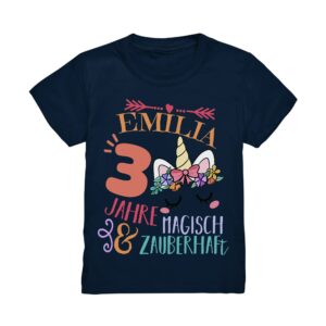 Einhorn Geburtstagsshirt 3. 4. 5. 6. 7. 8. Geburtstag Mädchen T-Shirt Mit Namen Personalisiert Einhörner Motto Kindergeburtstag Kinder Shirt