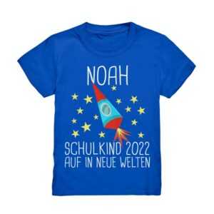 Einschulung 2022 T-Shirt Schulanfänger Rakete Weltall Geschenk Shirt Outfit Name Personalisiert Wunschname Schulkind Jungs Geschenkidee