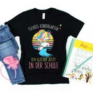 Einschulung T-Shirt Mädchen Einhorn Schultüte/Geschenk Zur Schulkind 2022 Tschüss Kindergarten Einschulungsparty