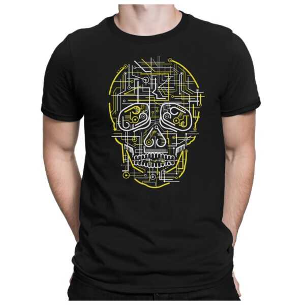 Electro Skull - Herren Fun T-Shirt Bedruckt Small Bis 4xl Papayana