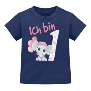 Elefant Geburtstagsshirt Kinder 1. Geburtstag Mädchen 1 Jahre Baby T-Shirt Geschenk