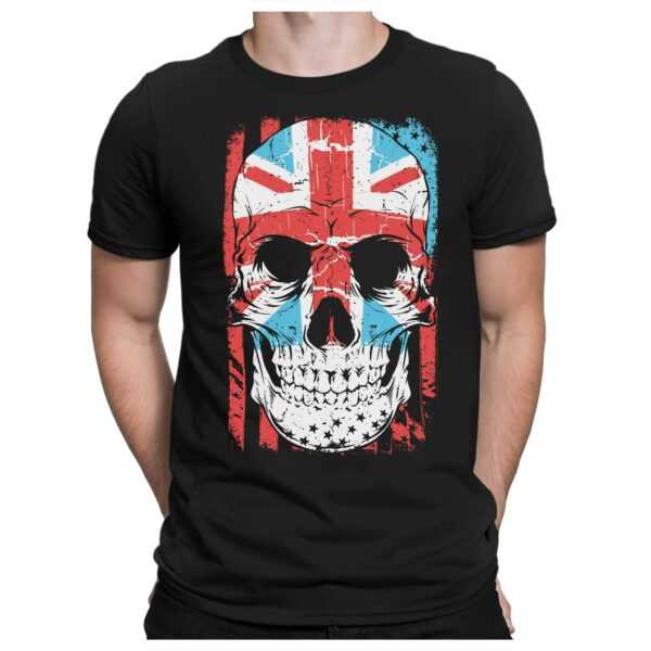 England Skull - Herren Fun T-Shirt Bedruckt Small Bis 4xl Papayana