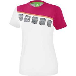 Erima 5-C T-Shirt Damen weiß/love rose/peach 1081920 Gr. 34
