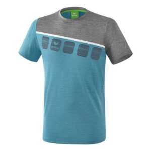 Erima 5-C T-Shirt Erwachsene oriental blue melange/grau...