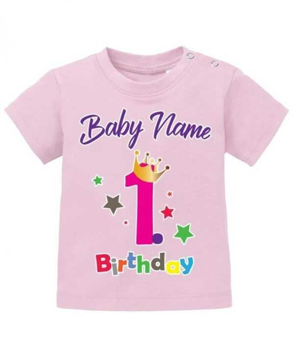 Erster Geburtstag Mit Wunschnamen - Mädchen Baby T-Shirt