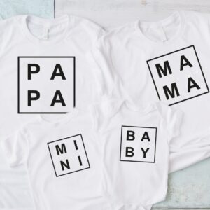 Familienoutfit Gerahmt"" Mama Papa Mini Baby T-Shirt Babybody Kinder Geburtstagsgeschenk | Ostern Liebe |Fasets-1003"""