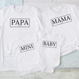 Familienoutfit Gerahmt Mit Jahreszahl"" Mama Papa Mini Baby T-Shirt Babybody Kinder Geburtstagsgeschenk |Fasets-1007"""