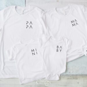 Familienoutfit Minimalistisch"" Mama Papa Mini Baby T-Shirt Babybody Kinder Geburtstagsgeschenk | Geburt |Fasets-1001"""