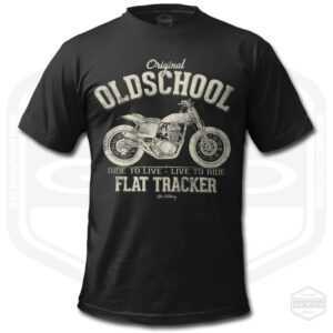 Flat Tracker Oldschool Motorradfahrer Herren T-Shirt Schwarz | Geschenkidee S-6xl Hergestellt in Usa