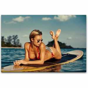 Frau auf Surfboard Wandbild in verschiedenen Größen - 127916479_AS_100x70cm_2019