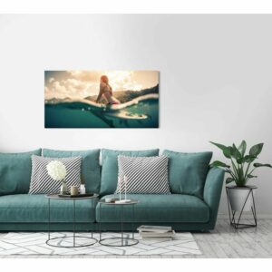 Frau auf Surfboard Wandbild in verschiedenen Größen - 143361632_AS_60x120cm_2019